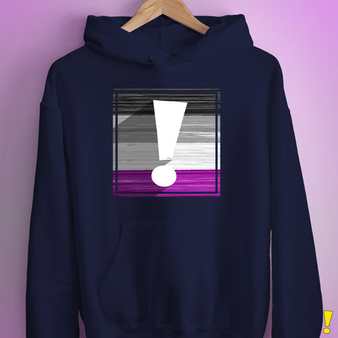 Asexual Pride Flag Exclamation Point Hoodie - Navy